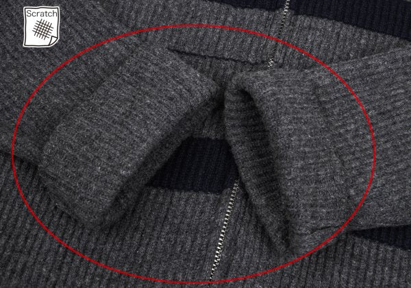 Y's for men Line Panel Zip-Up Knit Cardigan Grey Navy Size M