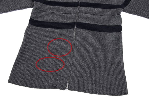 Y's for men Line Panel Zip-Up Knit Cardigan Grey Navy Size M