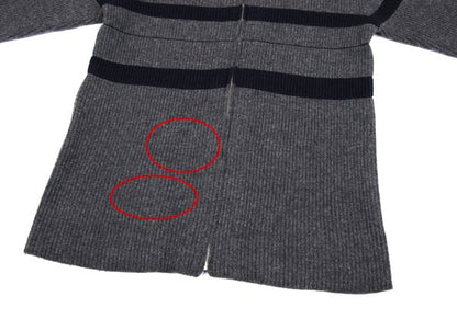 Y's for men Line Panel Zip-Up Knit Cardigan Grey Navy Size M