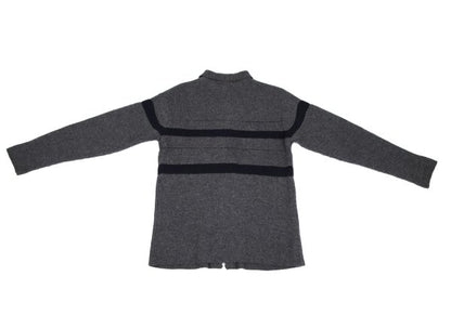 Y's for men Line Panel Zip-Up Knit Cardigan Grey Navy Size M