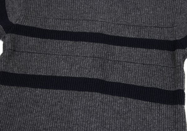 Y's for men Line Panel Zip-Up Knit Cardigan Grey Navy Size M