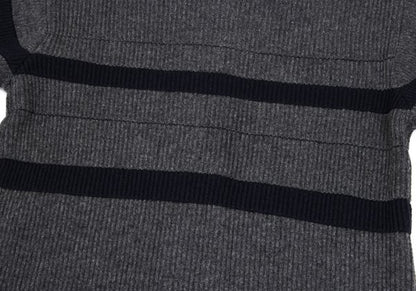 Y's for men Line Panel Zip-Up Knit Cardigan Grey Navy Size M