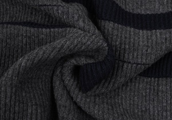 Y's for men Line Panel Zip-Up Knit Cardigan Grey Navy Size M