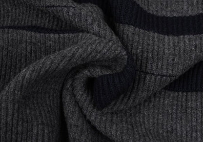 Y's for men Line Panel Zip-Up Knit Cardigan Grey Navy Size M
