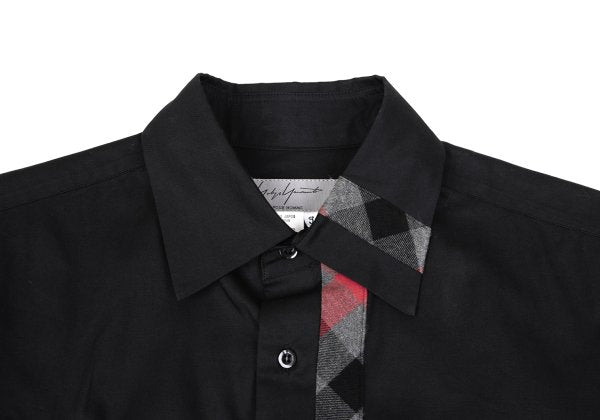 Yohji Yamamoto POUR HOMME Check Patchwork Shirt Black Size 3
