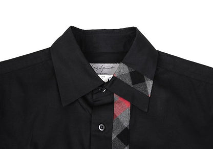 Yohji Yamamoto POUR HOMME Check Patchwork Shirt Black Size 3