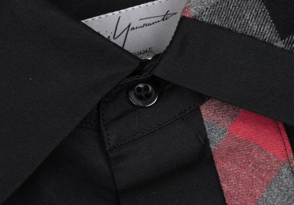 Yohji Yamamoto POUR HOMME Check Patchwork Shirt Black Size 3