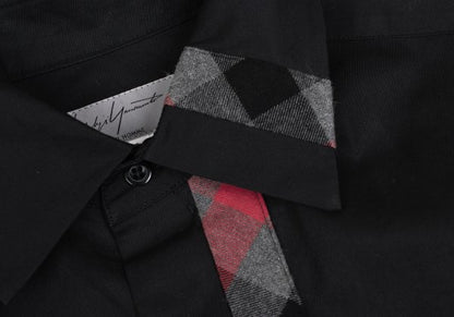 Yohji Yamamoto POUR HOMME Check Patchwork Shirt Black Size 3