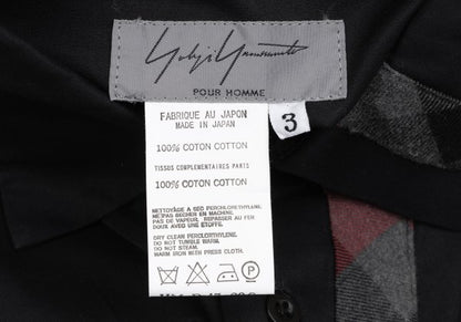 Yohji Yamamoto POUR HOMME Check Patchwork Shirt Black Size 3