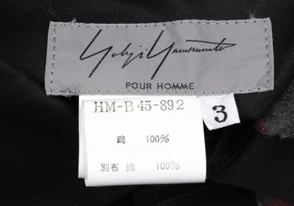 Yohji Yamamoto POUR HOMME Check Patchwork Shirt Black Size 3