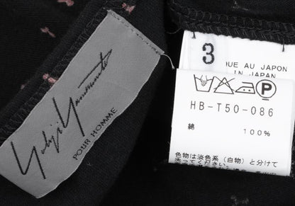 Yohji Yamamoto POUR HOMME Discharge Print Black Red T-Shirt Size 3
