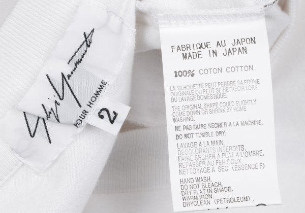 Yohji Yamamoto POUR HOMME Cotton V-Neck T-Shirt White Size 2