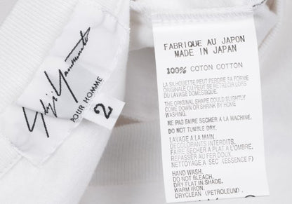 Yohji Yamamoto POUR HOMME Cotton V-Neck T-Shirt White Size 2