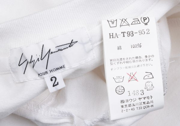 Yohji Yamamoto POUR HOMME Cotton V-Neck T-Shirt White Size 2