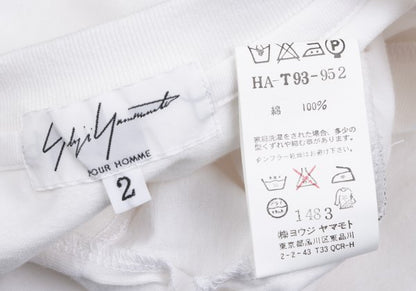 Yohji Yamamoto POUR HOMME Cotton V-Neck T-Shirt White Size 2