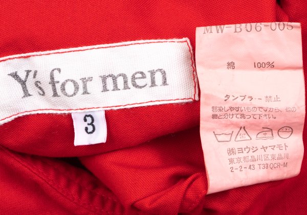 Y's for men Dyed Cotton Pintuck Shirt Red Size 3
