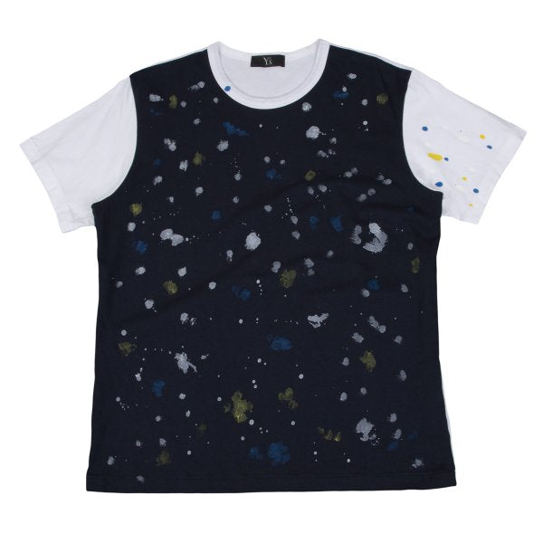 Y's for men Paint Print Panel T-Shirt White Size 2