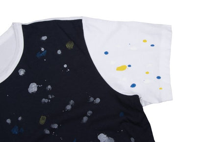 Y's for men Paint Print Panel T-Shirt White Size 2