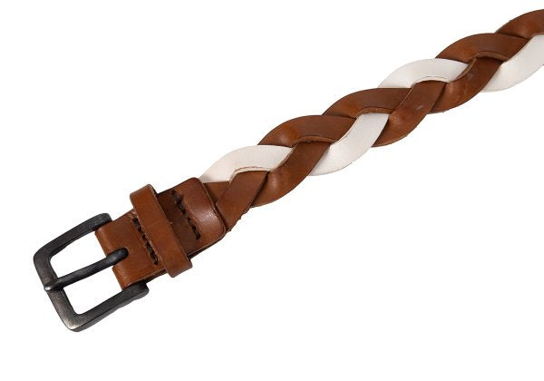 Y's for men Braided Leather Belt White
