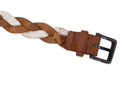 Y's for men Braided Leather Belt White