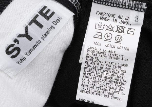 S'YTE Two-Tone Slit T-Shirt Black White Size 3