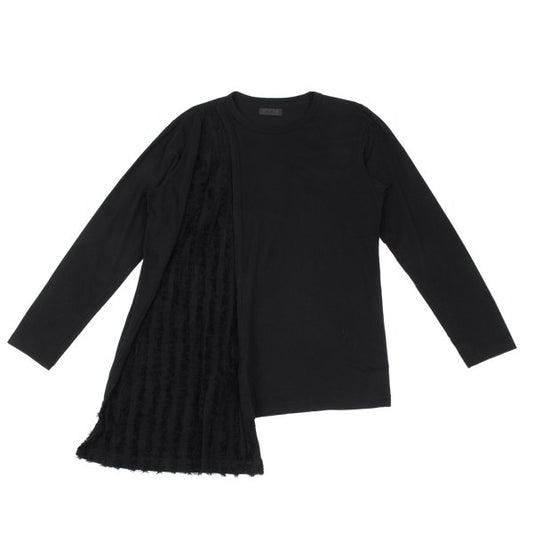 S'YTE Black Fringe Panel Long Sleeve Top Cotton Size 3