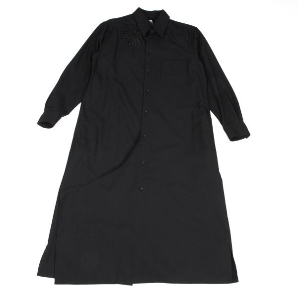 Ground Y Wool Poly Gabardine Cutwork Long Shirt Black Size 1
