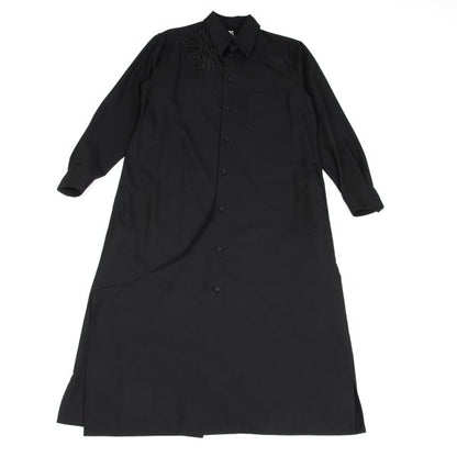 Ground Y Wool Poly Gabardine Cutwork Long Shirt Black Size 1