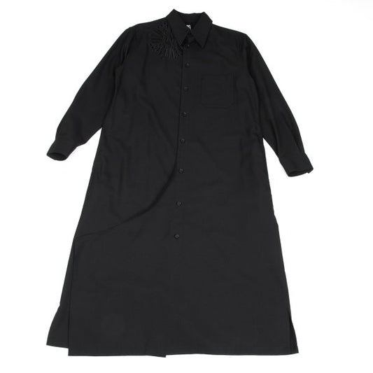 Ground Y Wool Poly Gabardine Cutwork Long Shirt Black Size 1