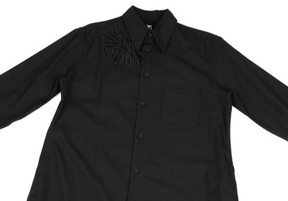Ground Y Wool Poly Gabardine Cutwork Long Shirt Black Size 1