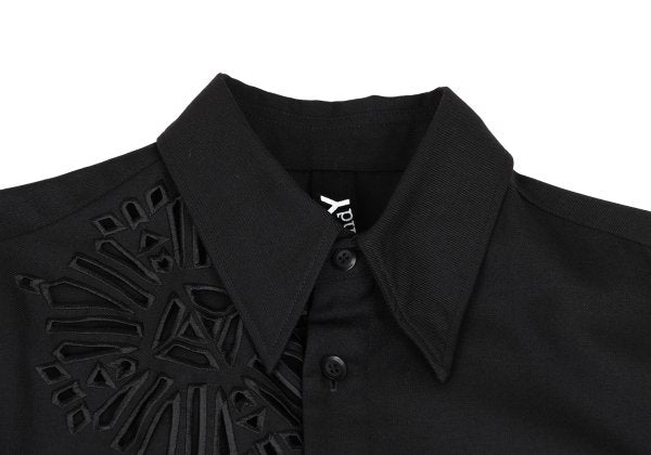 Ground Y Wool Poly Gabardine Cutwork Long Shirt Black Size 1