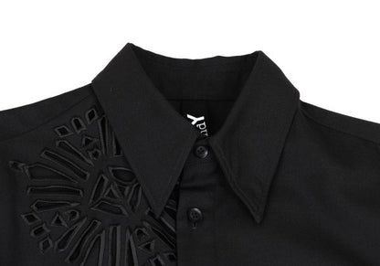 Ground Y Wool Poly Gabardine Cutwork Long Shirt Black Size 1