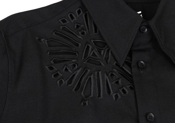 Ground Y Wool Poly Gabardine Cutwork Long Shirt Black Size 1