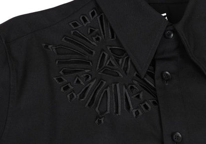 Ground Y Wool Poly Gabardine Cutwork Long Shirt Black Size 1