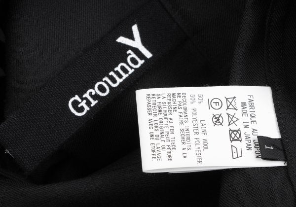 Ground Y Wool Poly Gabardine Cutwork Long Shirt Black Size 1