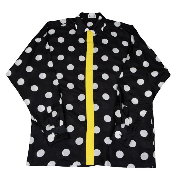 GIANNI VERSACE Silk Taping Dot Long Shirt Black Size 48