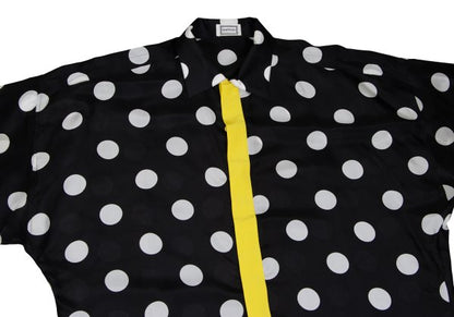 GIANNI VERSACE Silk Taping Dot Long Shirt Black Size 48