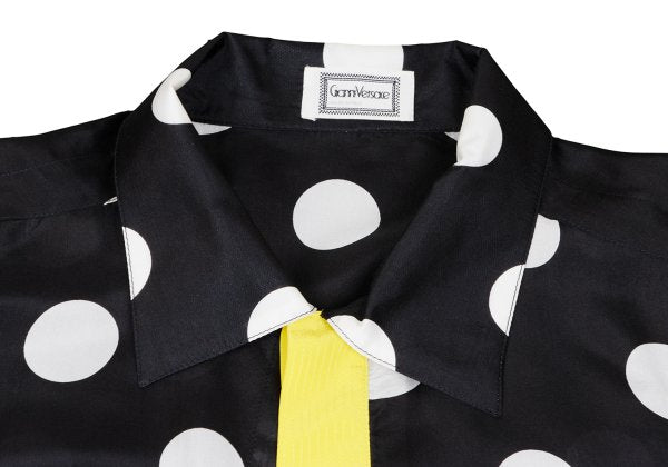 GIANNI VERSACE Silk Taping Dot Long Shirt Black Size 48