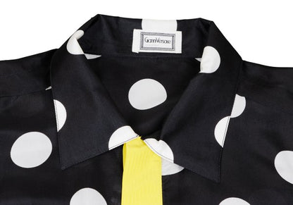 GIANNI VERSACE Silk Taping Dot Long Shirt Black Size 48