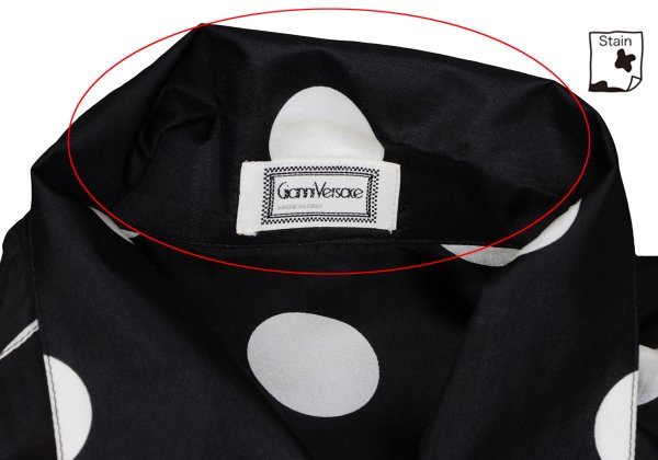 GIANNI VERSACE Silk Taping Dot Long Shirt Black Size 48