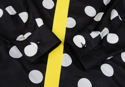 GIANNI VERSACE Silk Taping Dot Long Shirt Black Size 48