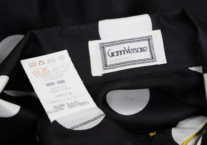 GIANNI VERSACE Silk Taping Dot Long Shirt Black Size 48