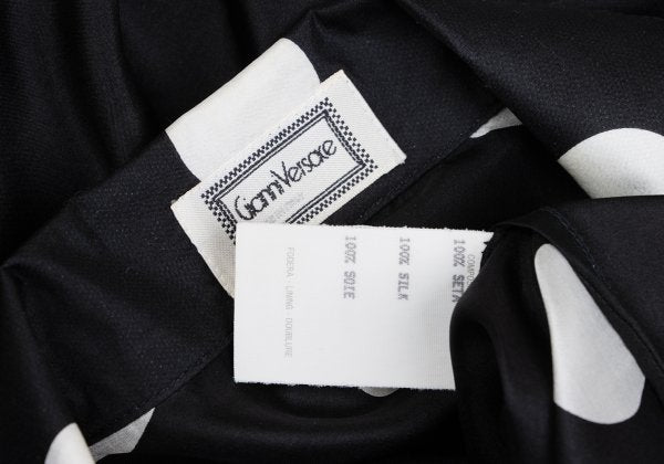 GIANNI VERSACE Silk Taping Dot Long Shirt Black Size 48