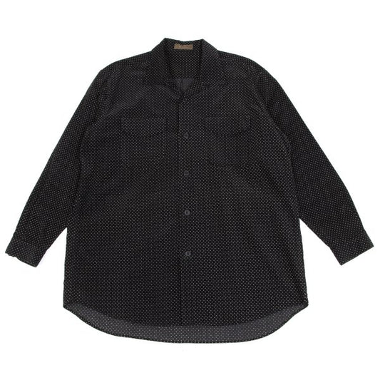Y's for men Dotted Corduroy Open Collar Shirt Black Size M