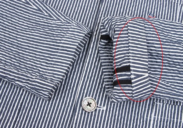 Papas Flag Embroidered Seersucker Stripe Jacket Blue Size S