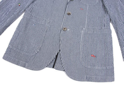 Papas Flag Embroidered Seersucker Stripe Jacket Blue Size S