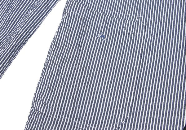 Papas Flag Embroidered Seersucker Stripe Jacket Blue Size S