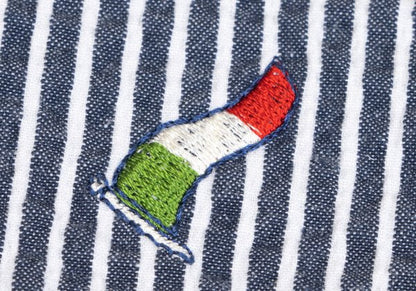 Papas Flag Embroidered Seersucker Stripe Jacket Blue Size S