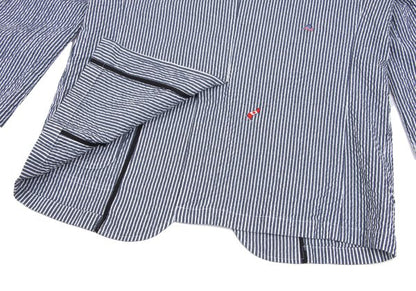 Papas Flag Embroidered Seersucker Stripe Jacket Blue Size S