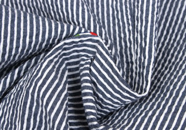 Papas Flag Embroidered Seersucker Stripe Jacket Blue Size S
